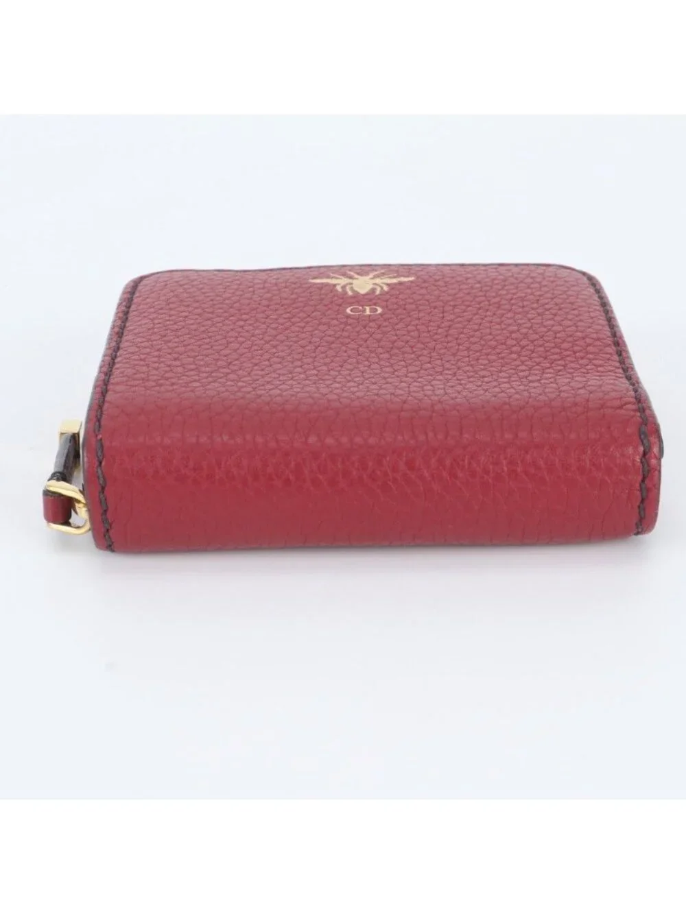 Dior Bee Leather Bifold Wallet Zip Around